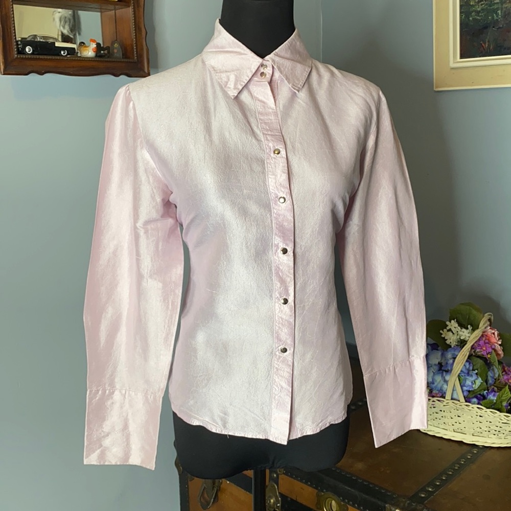 Due per Due Dusty Rose Silk Snap Shirt